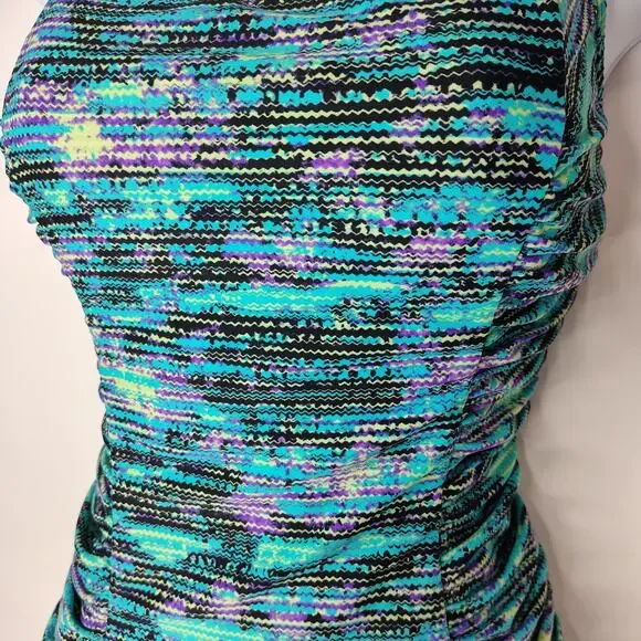 Speedo Swim Bathing Suit Women's 8 Blue Teal Purple Vacation Beach Lake Sporty - Picture 4 of 12